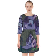 Purple House Cartoon Character Adventure Time Architecture Smock Dress by Sarkoni