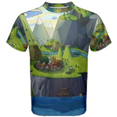 Cartoon Network Mountains Landscapes Seas Illustrations Adventure Time Rivers Men s Cotton T-shirt