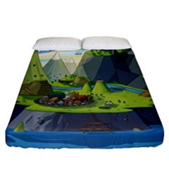 Cartoon Network Mountains Landscapes Seas Illustrations Adventure Time Rivers Fitted Sheet (california King Size) by Sarkoni