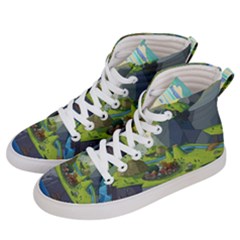 Cartoon Network Mountains Landscapes Seas Illustrations Adventure Time Rivers Men s Hi-top Skate Sneakers by Sarkoni