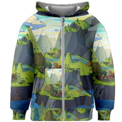 Cartoon Network Mountains Landscapes Seas Illustrations Adventure Time Rivers Kids  Zipper Hoodie Without Drawstring by Sarkoni