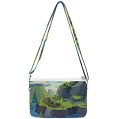Cartoon Network Mountains Landscapes Seas Illustrations Adventure Time Rivers Double Gusset Crossbody Bag by Sarkoni