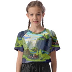 Cartoon Network Mountains Landscapes Seas Illustrations Adventure Time Rivers Kids  Basic T-shirt by Sarkoni