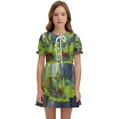 Cartoon Network Mountains Landscapes Seas Illustrations Adventure Time Rivers Kids  Sweet Collar Dress by Sarkoni