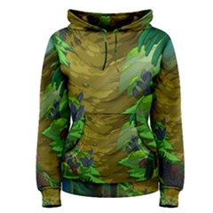 Green Pine Trees Wallpaper Adventure Time Cartoon Green Color Women s Pullover Hoodie by Sarkoni