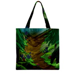 Green Pine Trees Wallpaper Adventure Time Cartoon Green Color Zipper Grocery Tote Bag by Sarkoni