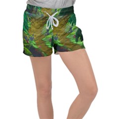 Green Pine Trees Wallpaper Adventure Time Cartoon Green Color Women s Velour Lounge Shorts by Sarkoni