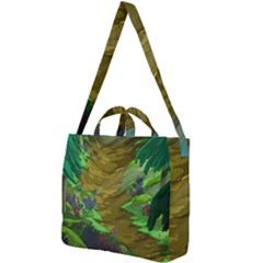 Green Pine Trees Wallpaper Adventure Time Cartoon Green Color Square Shoulder Tote Bag by Sarkoni