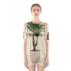 Tree Vector Art In A Flower Pot Shoulder Cutout One Piece Dress