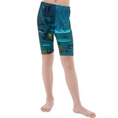 Waterfalls Wallpaper Adventure Time Kids  Mid Length Swim Shorts