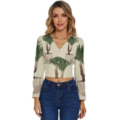 Tree Vector Art In A Flower Pot Long Sleeve V-neck Top by Sarkoni