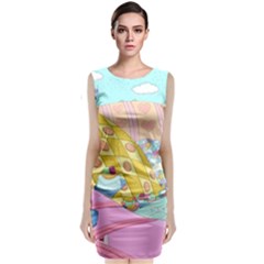 Pillows And Vegetable Field Illustration Adventure Time Cartoon Classic Sleeveless Midi Dress