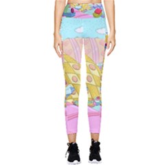 Pillows And Vegetable Field Illustration Adventure Time Cartoon Pocket Leggings  by Sarkoni