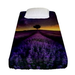 Bed Of Purple Petaled Flowers Photography Landscape Nature Fitted Sheet (single Size)