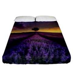 Bed Of Purple Petaled Flowers Photography Landscape Nature Fitted Sheet (king Size)