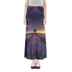 Bed Of Purple Petaled Flowers Photography Landscape Nature Full Length Maxi Skirt