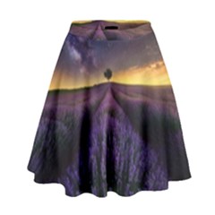 Bed Of Purple Petaled Flowers Photography Landscape Nature High Waist Skirt