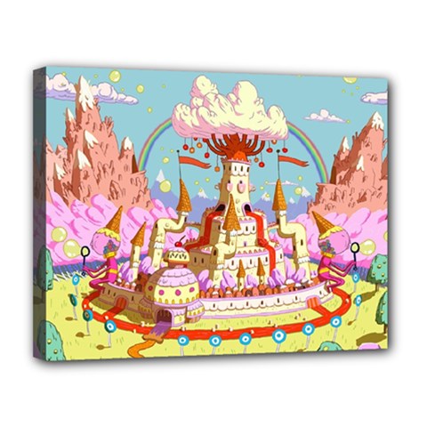 Adventure Time Multi Colored Celebration Nature Canvas 14  X 11  (stretched)