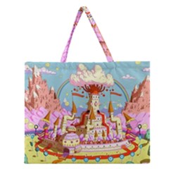 Adventure Time Multi Colored Celebration Nature Zipper Large Tote Bag