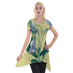 Botanical Plants Green Short Sleeve Side Drop Tunic