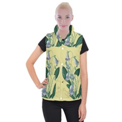 Botanical Plants Green Women s Button Up Vest