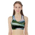 Field Of White Petaled Flowers Nature Landscape Sports Bra with Border View1
