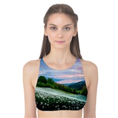 Field Of White Petaled Flowers Nature Landscape Tank Bikini Top