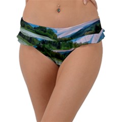 Field Of White Petaled Flowers Nature Landscape Frill Bikini Bottoms