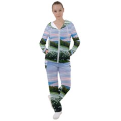 Field Of White Petaled Flowers Nature Landscape Women s Tracksuit