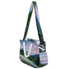 Field Of White Petaled Flowers Nature Landscape Rope Handles Shoulder Strap Bag