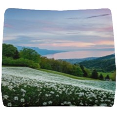 Field Of White Petaled Flowers Nature Landscape Seat Cushion