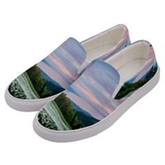 Field Of White Petaled Flowers Nature Landscape Men s Canvas Slip Ons