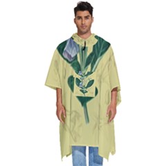 Botanical Plants Green Men s Hooded Rain Ponchos