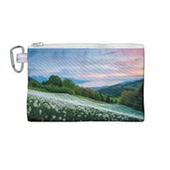 Field Of White Petaled Flowers Nature Landscape Canvas Cosmetic Bag (Medium)