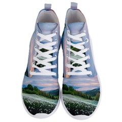 Field Of White Petaled Flowers Nature Landscape Men s Lightweight High Top Sneakers by Sarkoni