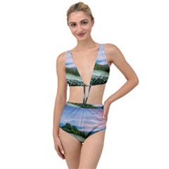 Field Of White Petaled Flowers Nature Landscape Tied Up Two Piece Swimsuit