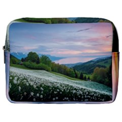Field Of White Petaled Flowers Nature Landscape Make Up Pouch (Large)
