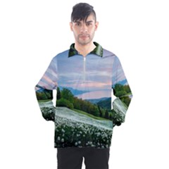 Field Of White Petaled Flowers Nature Landscape Men s Half Zip Pullover