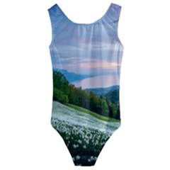 Field Of White Petaled Flowers Nature Landscape Kids  Cut-Out Back One Piece Swimsuit