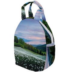 Field Of White Petaled Flowers Nature Landscape Travel Backpack