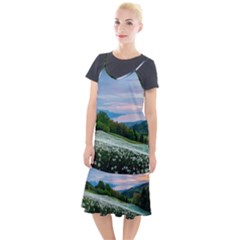 Field Of White Petaled Flowers Nature Landscape Camis Fishtail Dress