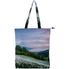 Field Of White Petaled Flowers Nature Landscape Double Zip Up Tote Bag
