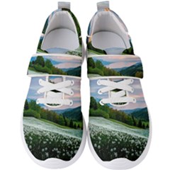 Field Of White Petaled Flowers Nature Landscape Men s Velcro Strap Shoes