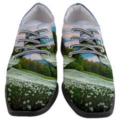 Field Of White Petaled Flowers Nature Landscape Women Heeled Oxford Shoes