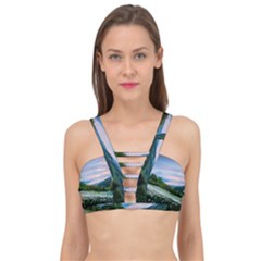 Field Of White Petaled Flowers Nature Landscape Cage Up Bikini Top