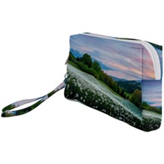 Field Of White Petaled Flowers Nature Landscape Wristlet Pouch Bag (Small)