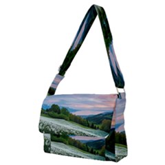 Field Of White Petaled Flowers Nature Landscape Full Print Messenger Bag (M)