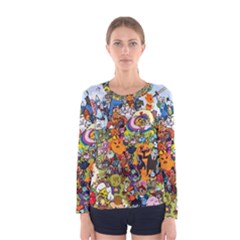 Cartoon Characters Tv Show  Adventure Time Multi Colored Women s Long Sleeve T-shirt