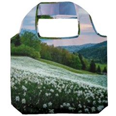 Field Of White Petaled Flowers Nature Landscape Foldable Grocery Recycle Bag