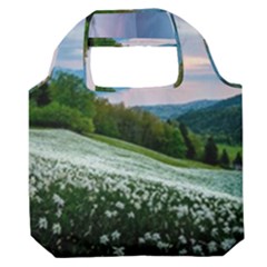 Field Of White Petaled Flowers Nature Landscape Premium Foldable Grocery Recycle Bag